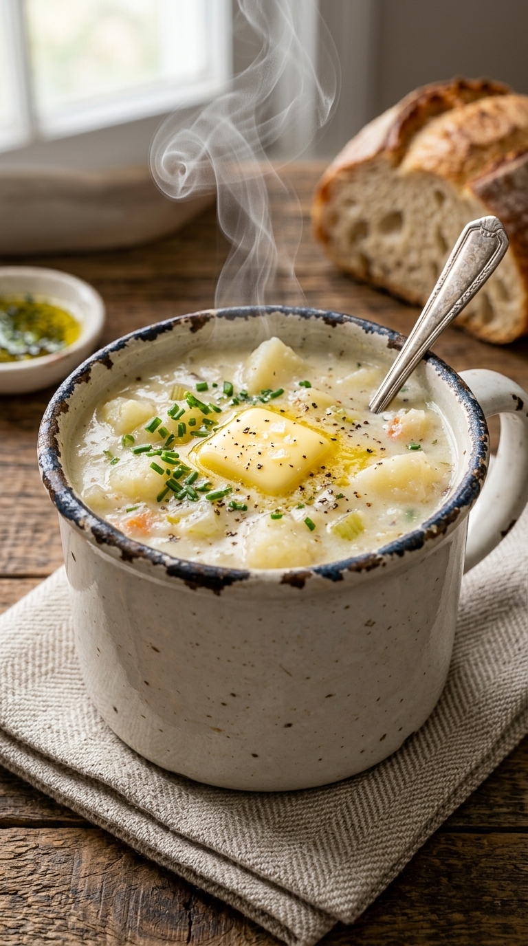 Easy Creamy 4-Ingredient Potato Soup (Simple Comfort Food Recipe)