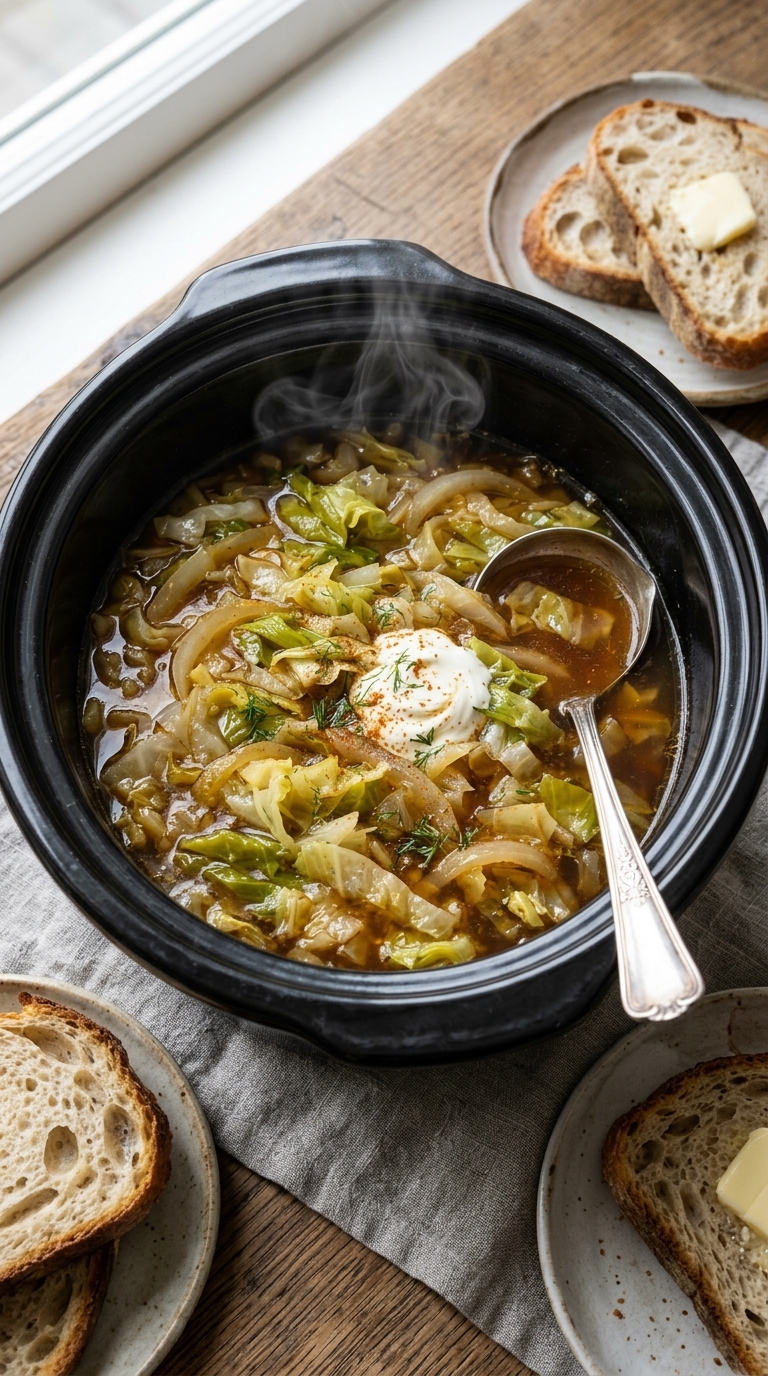 Hearty Slow Cooker Cabbage and Onion Soup Recipe
