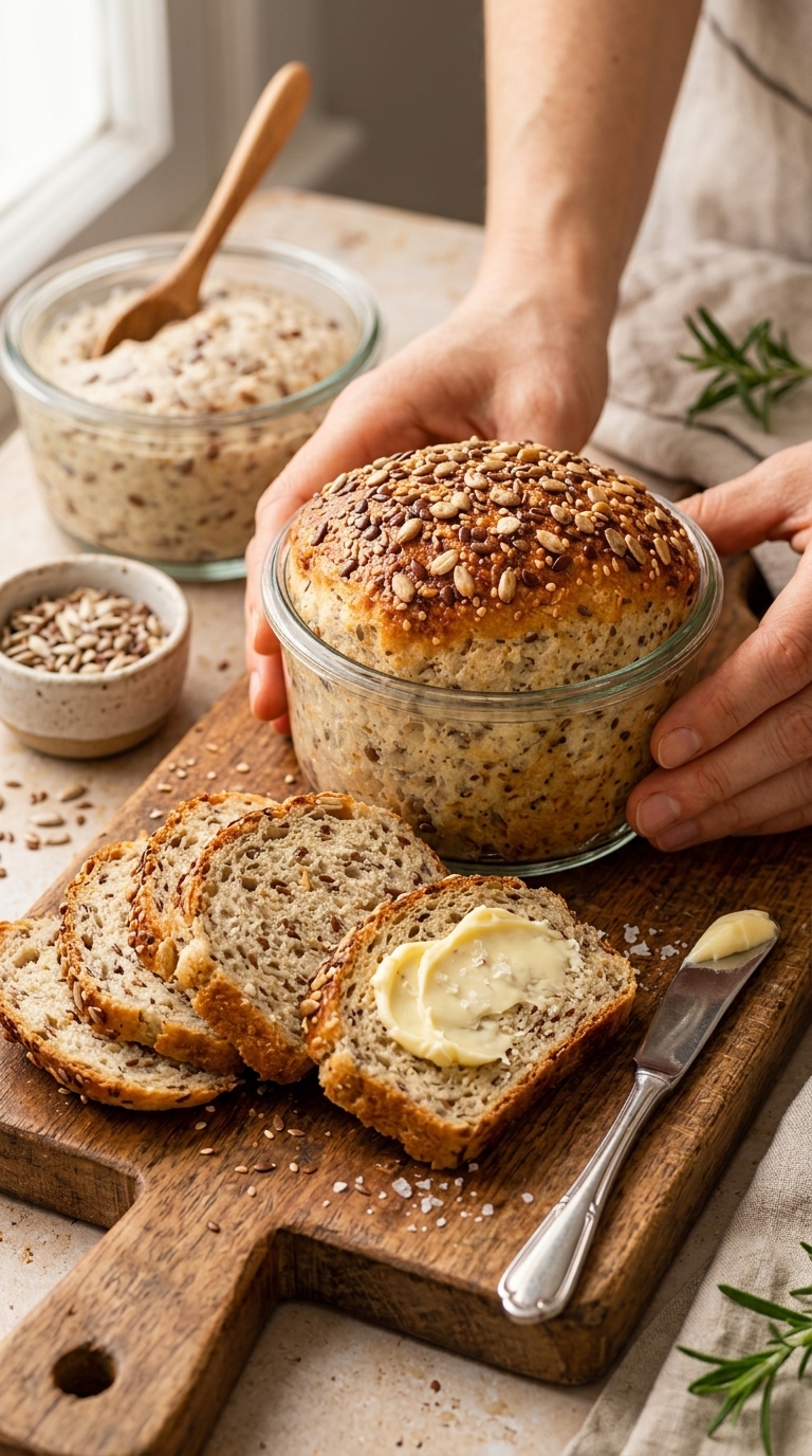 Easy Seeded Artisan Bread Cups (Mini Homemade Bread Loaves)